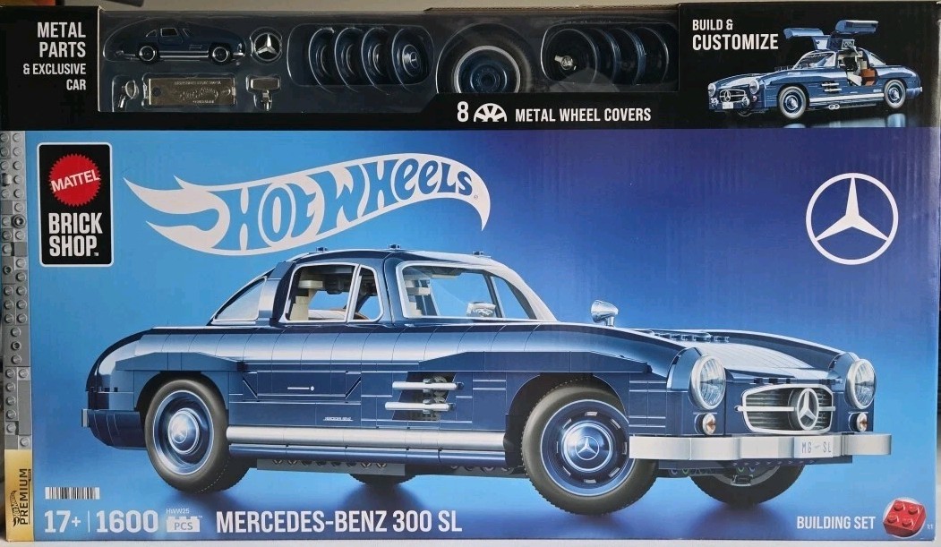 🔥 Hot Wheels x Mercedes-Benz 300 SL (1:12 Scale) Brick Shop Premium Building Se