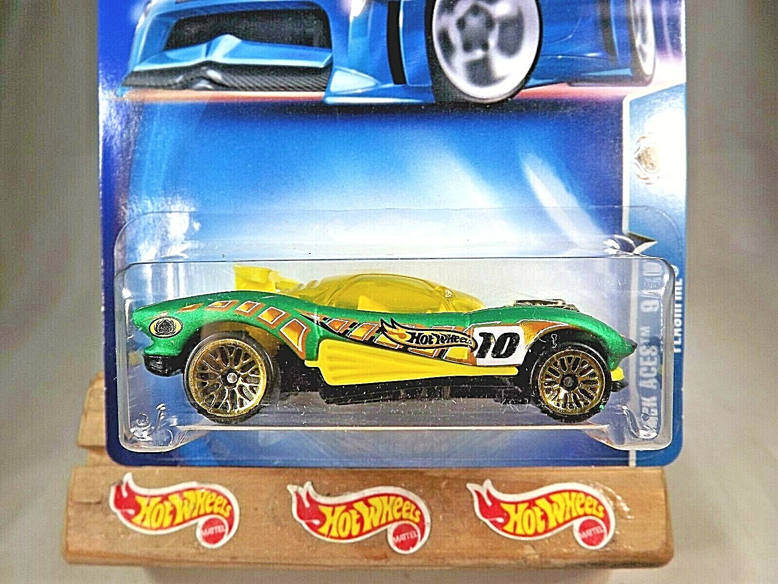 2003 Hot Wheels #185 Track Aces 9/10 FLASHFIRE Green w/Gold Lace Spoke Wheels