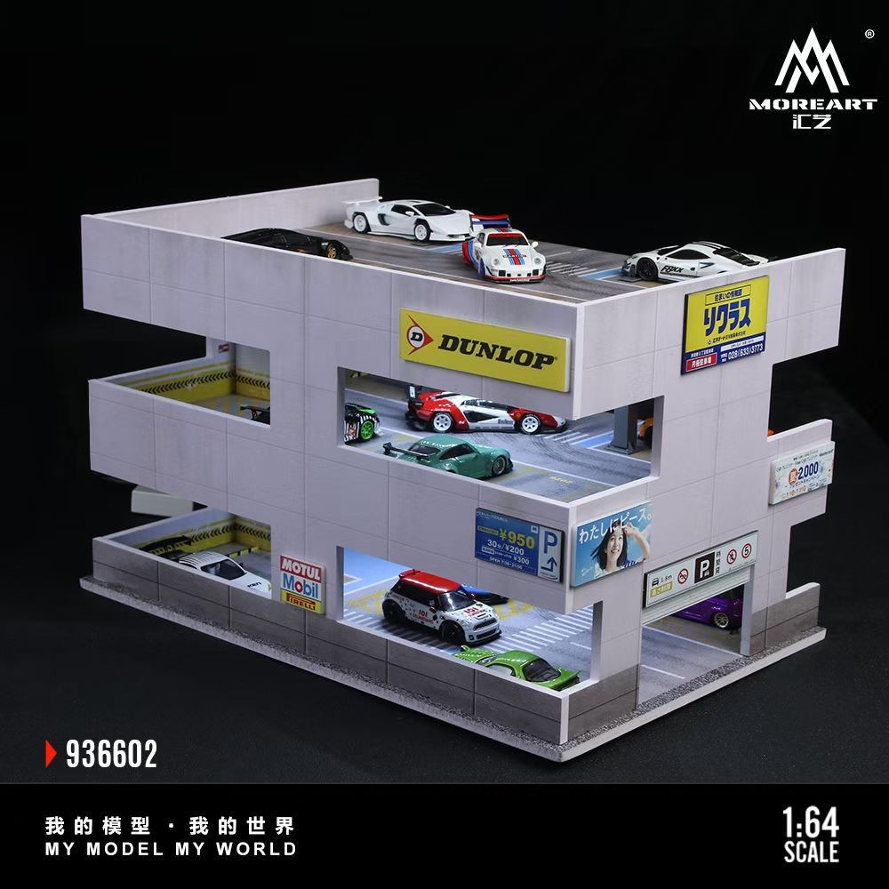 Diorama 1:64 Diorama Multi-Layer Garage LED Lighting Model Car Display Case