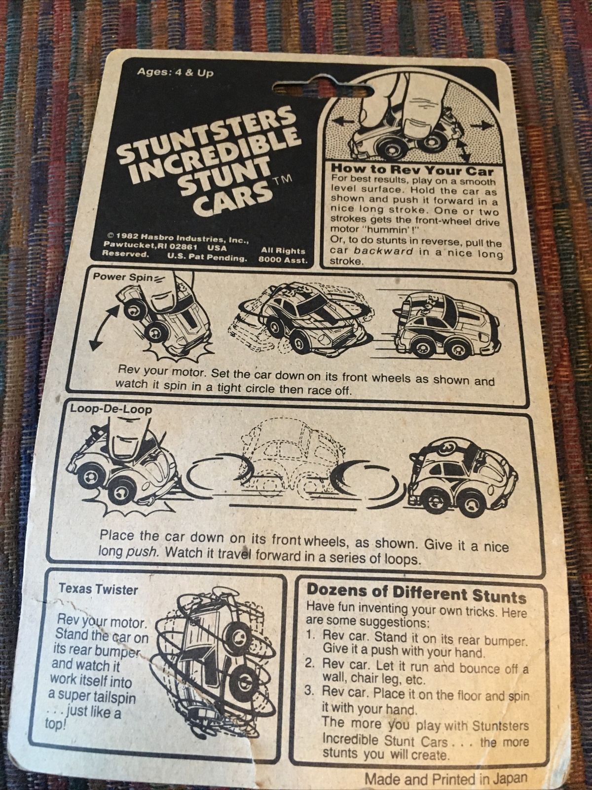 1982 Hasbro Stuntsters In Original Unopened Package Pull Car Japan