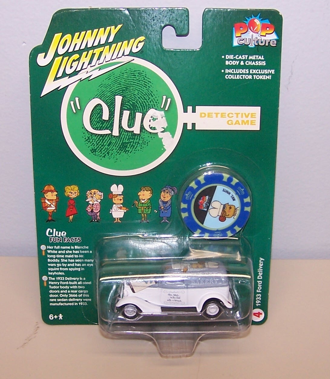 Johnny Lightning 1/64 clue 1933 ford delivery white NIB