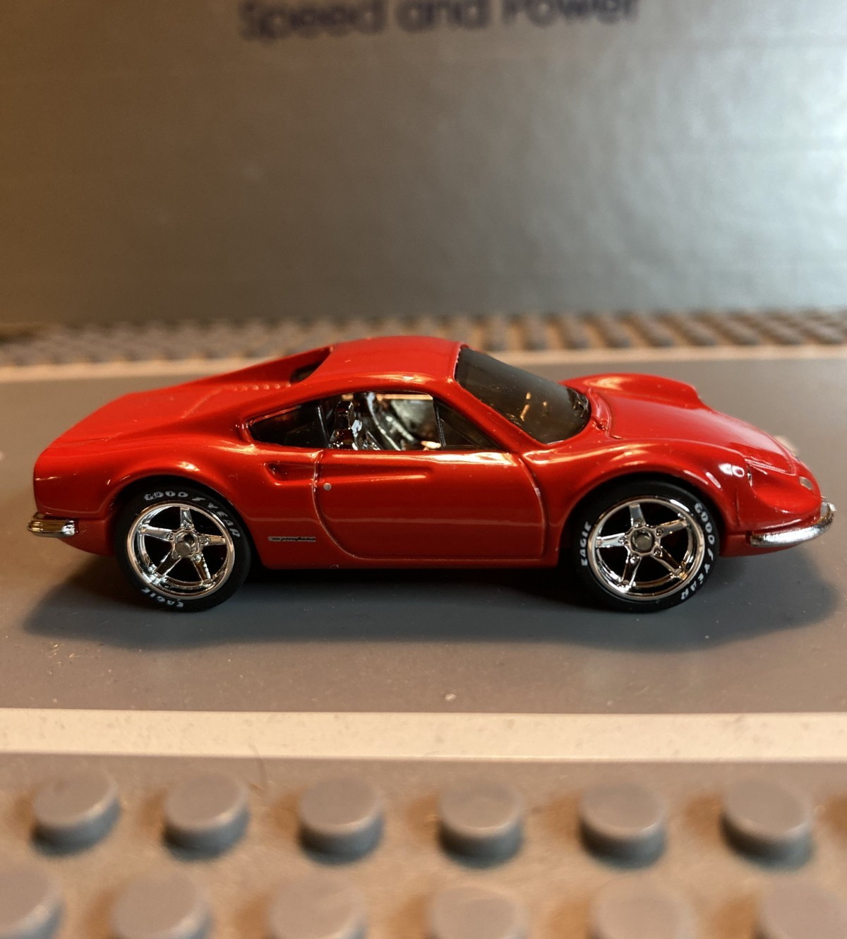 Hot Wheels Ferrari Dino 206GT Red CUSTOM Super Real Riders Wheel Swap