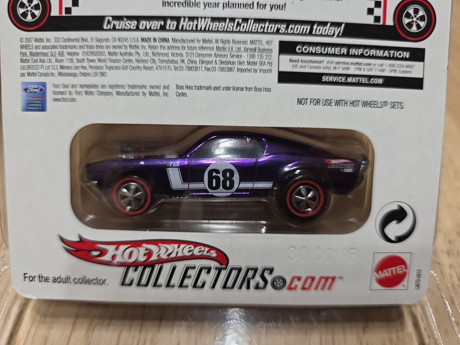 1968 Ford Mustang Boss Hoss Purple Hot Wheels Red Line Club RLC 2008 w Protector