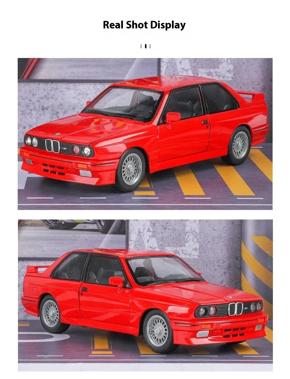 1:24 1988 BMW M3 E30 Diecast Alloy Sports Car Model Sound & Light Collectible