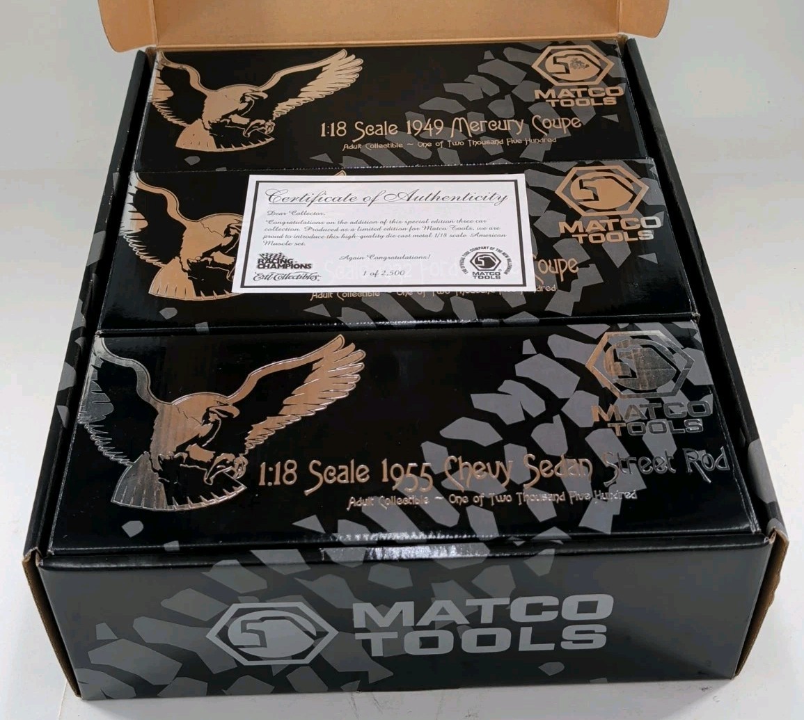1/18 Matco Tools Collector’s Set Custom Street Rods ERTL 1 of 2500 W/ COA…