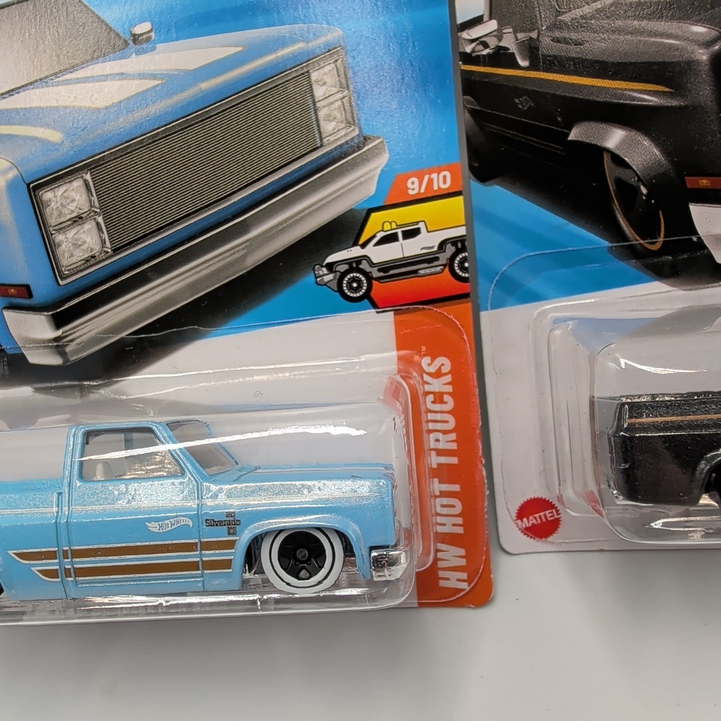 2026 HOT WHEELS ’83 CHEVY SILVERADO HW HOT TRUCKS GRAY BLACK WIDOW BLUE LOT OF 3