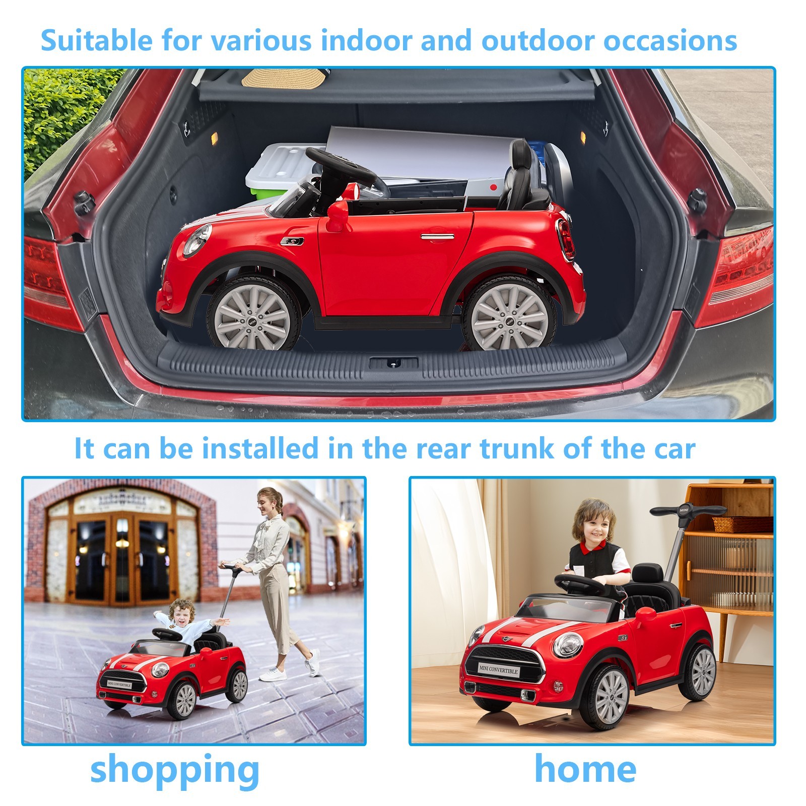 Kids Push Car , BMW Mini Licensed Toddler Push Car Toy，Red