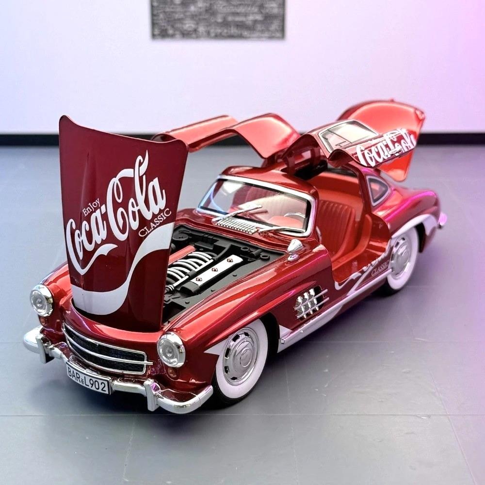 1:24 Mercedes Benz 300SL Coca Cola Alloy Diecast Car Model Sound/Light Gift NEW