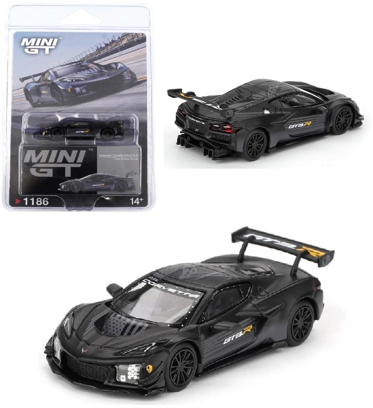 Mini GT 1:64 Chevrolet Corvette Z06 GT3.R Road America Test Car Black MGT1186-3D