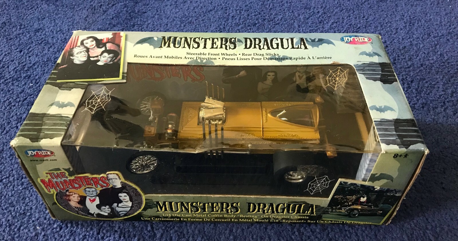 The Munsters DRAGULA Gold Coffin Diecast Model Car MIB 1:18 JOYRIDE RC2 – 2004