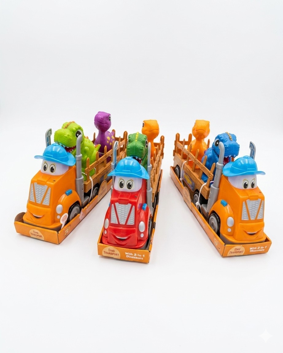 3 Dino Truck Bundle 6 Dinos, 3 Trucks Lights Up & Sound Ages 24m And Up