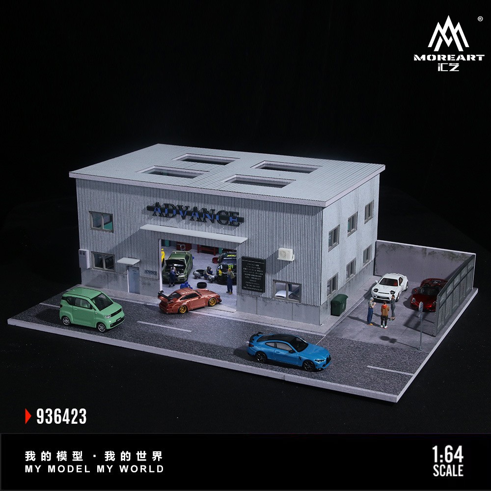 Diorama 1/64 Diecast Car Parking Lot Scene Model LED Factory Building Display US