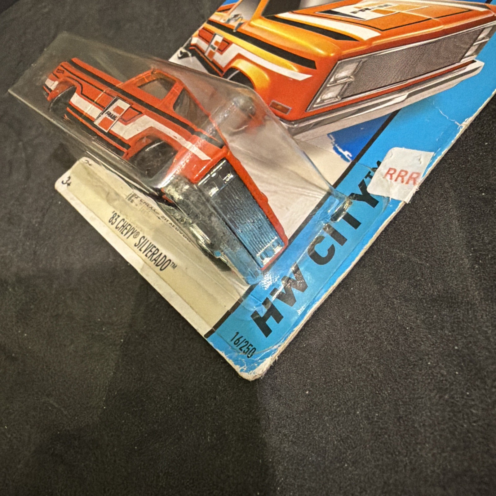Hot Wheels ’83 Chevy Silverado FRAM Orange Pickup Truck 16/25 City *CONDITION*