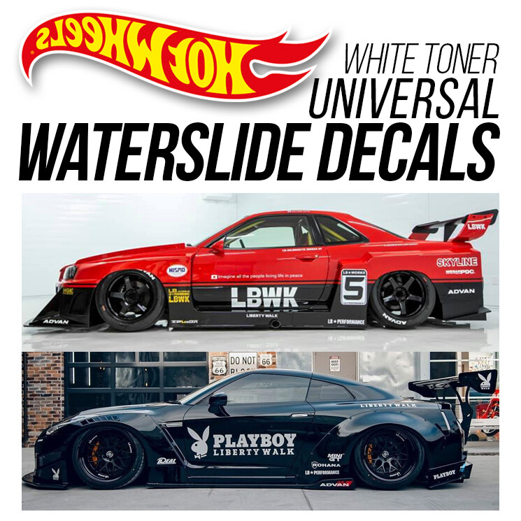 1/64 Scale LIBERTY WALK LBWK Custom White Universal WaterSlide Decal Hot Wheels