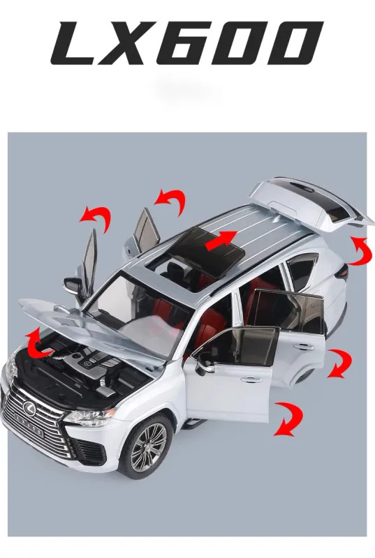 1:24 Lexus LX600 SUV Alloy Diecast Car Model Sound Light Kid’s Toy Collectibles