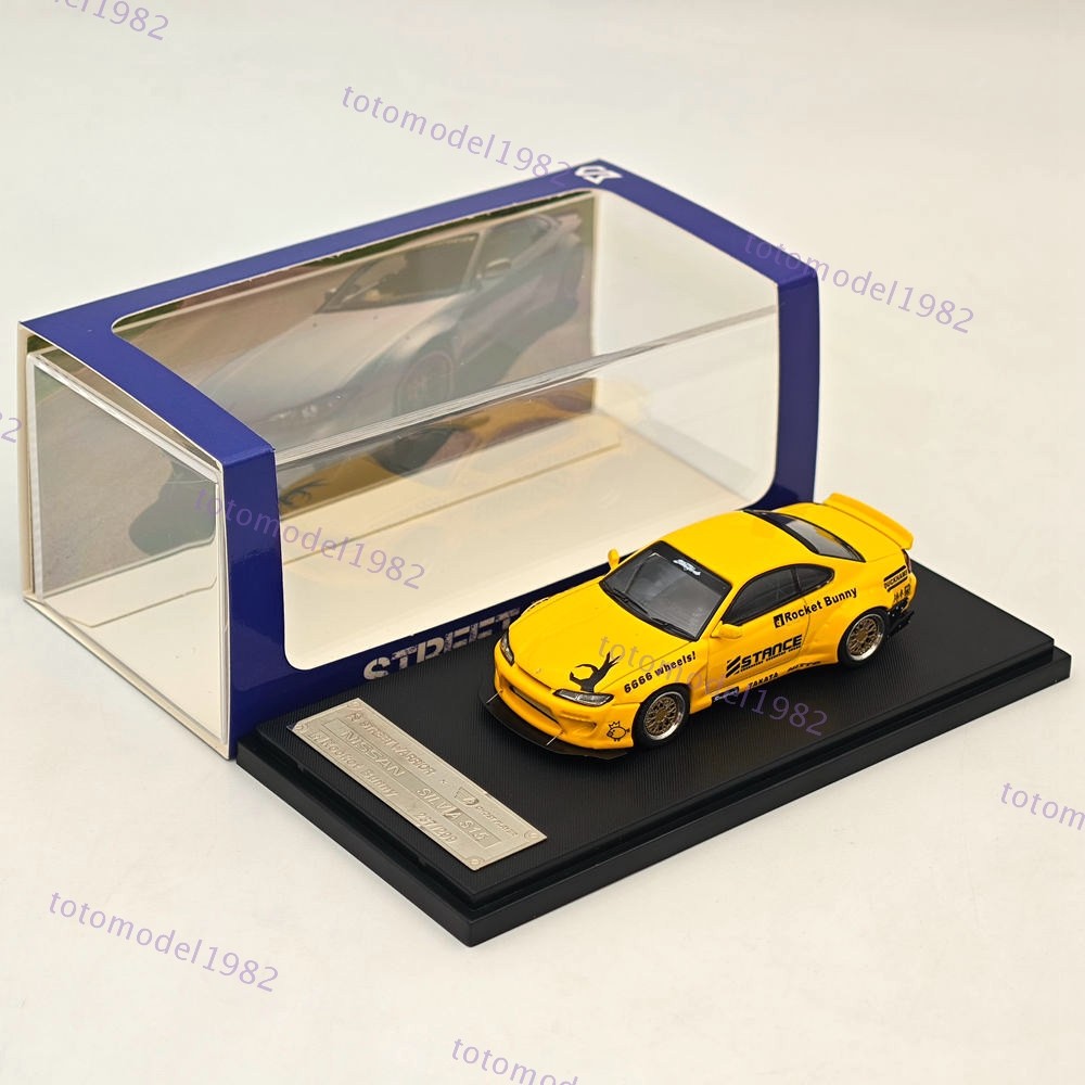 SW 1/64 Nissan Silvia S15 Pandem Rocket Bunny Yellow Diecast Model Car Limited