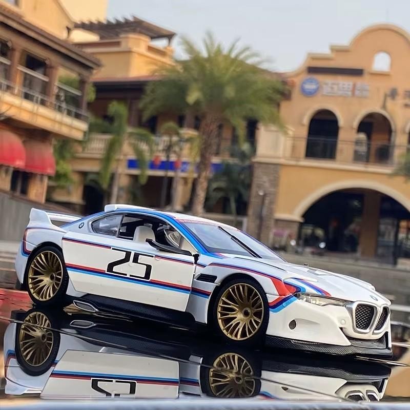 1:24 BMW 3.0 CSL Racing Car Alloy Model Diecast with Sound Light Kids Gift NEW