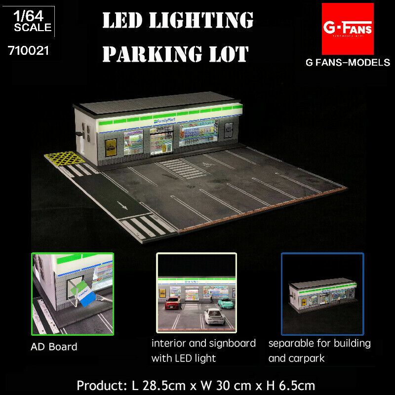 1/64 Diorama Car Garage Model Building Backdrop Parking Lot Display Scene Model