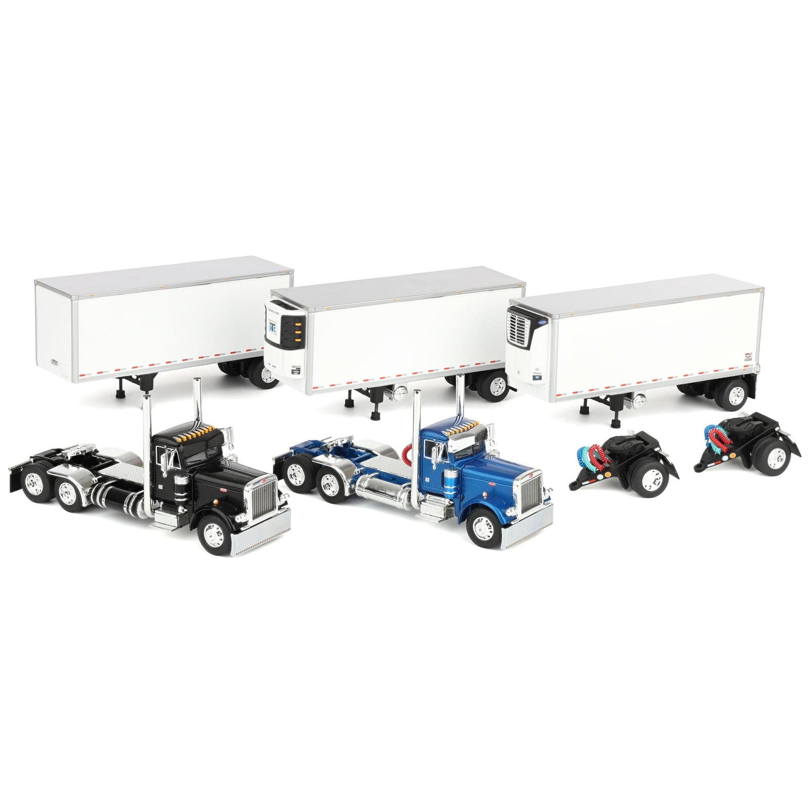 DCP 1/64 Peterbilt 379 Day Cab Wabash DuraPlate Triple Pup Trailers Set 60-2209