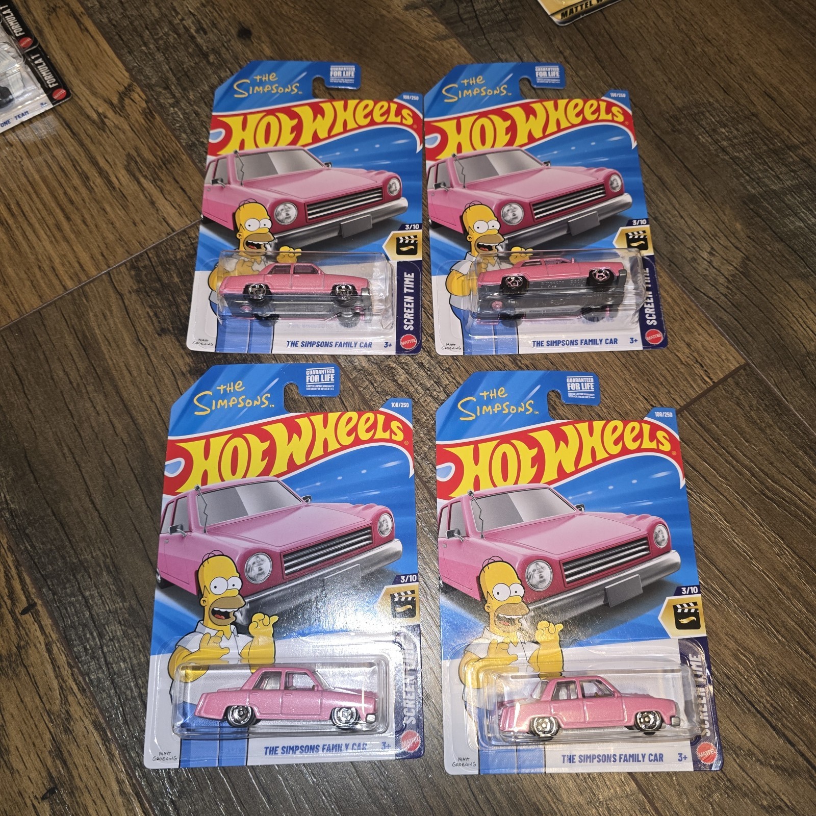 2026 Hot Wheels The Simpsons Family Car #108 Screen Time (Lot Of 4)