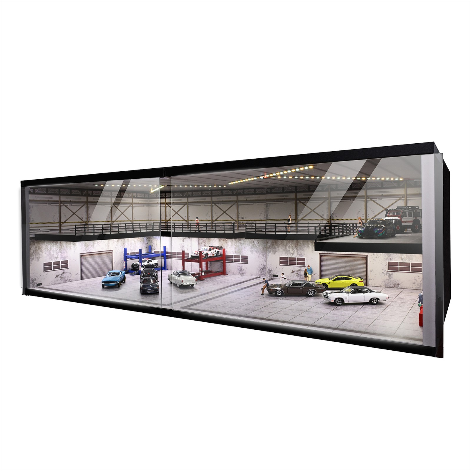 Diorama 1/64 Big Garage Model LED Lighting Parking Lot Scene Display Case Toy US