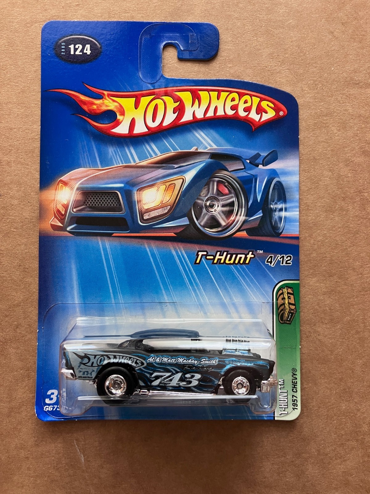 Hot Wheels T-Hunt Treasure Hunt 2005 1957 Chevy 4/12 Black & Blue #124