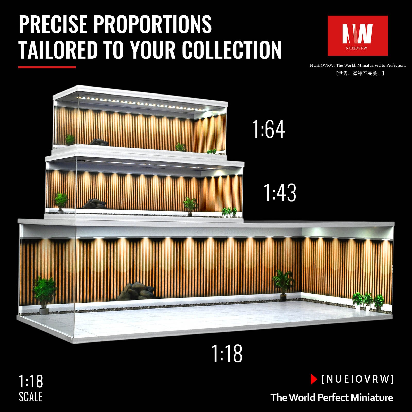 Diorama 1/18 Car Garage Model LED Light Street Building Showroom Display Gift US