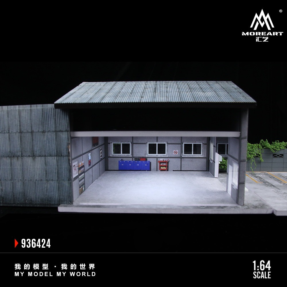1 /64 Diorama Diecast Garage Model LED Lighting Model Car Display Case Building