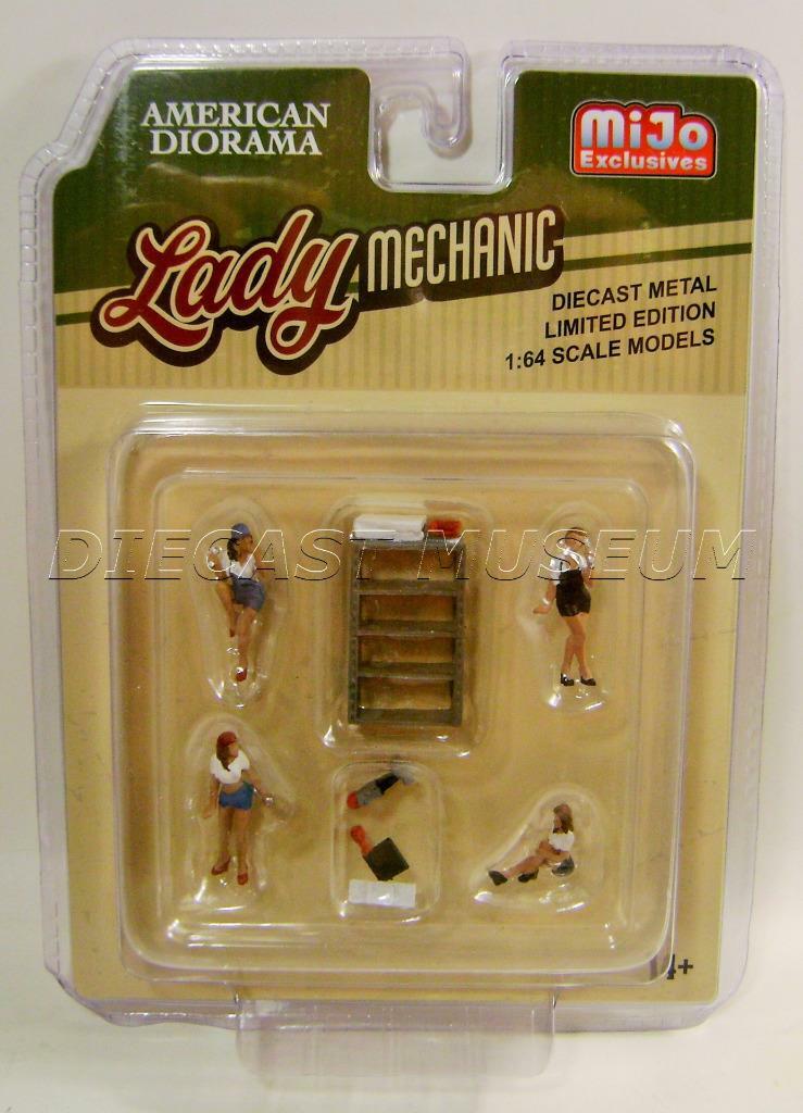 LADY MECHANIC FIGURES SET DIE CAST METAL 1:64 SCALE AMERICAN DIORAMA MIJO 2022