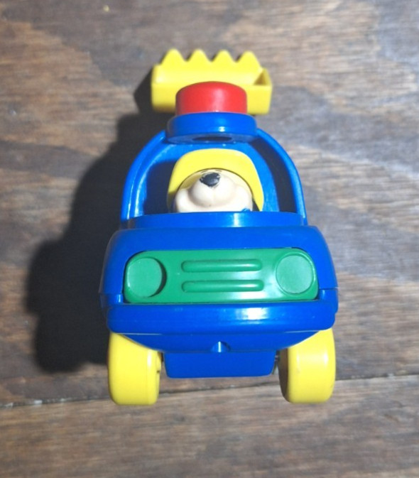 Toy Vehicle Blue and Yellow Excavator Has Pull and Go