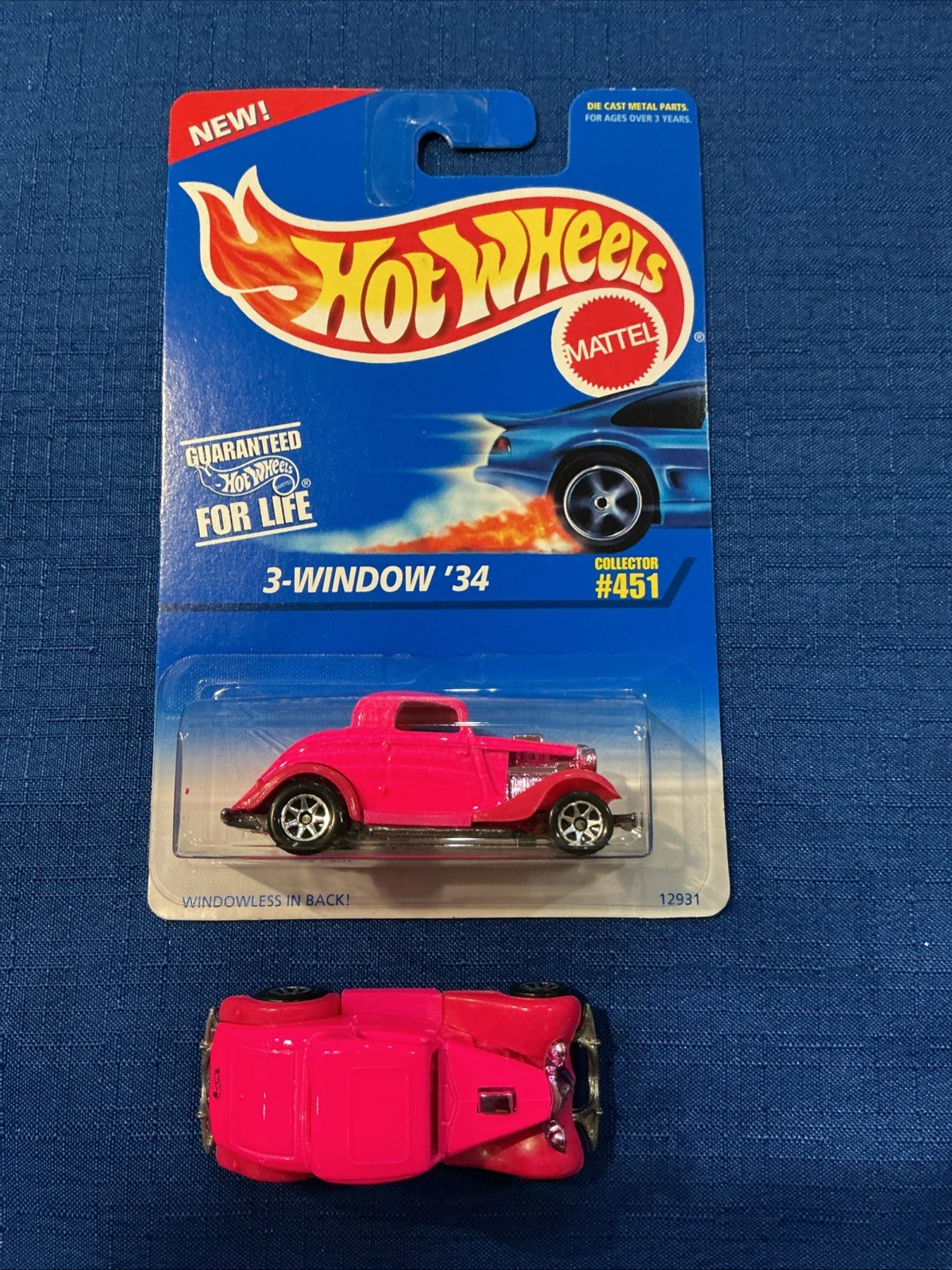 2 Vintage 1995 Hot Wheels Collectors #451 Pink 3-Window ‘34 Both New