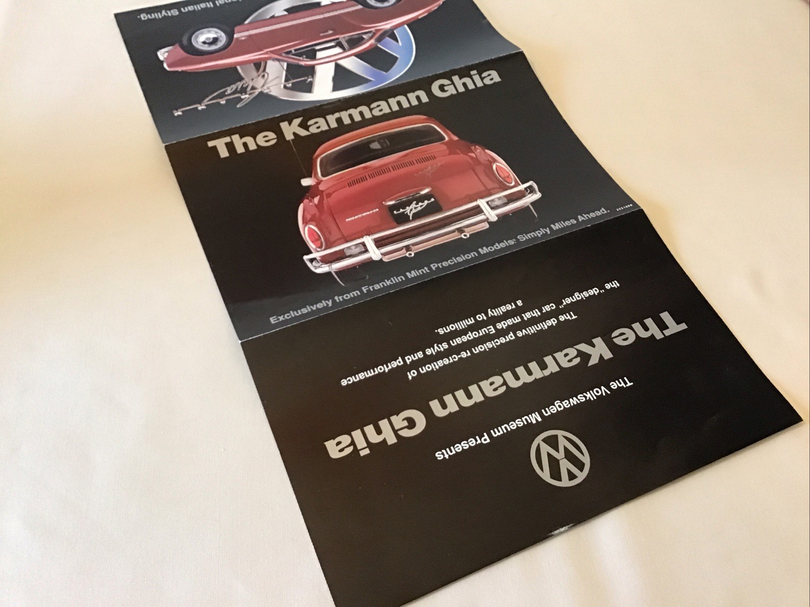 Franklin Mint Volkswagen The Karmann Ghia Rare Brochure Paperwork Only 1:24