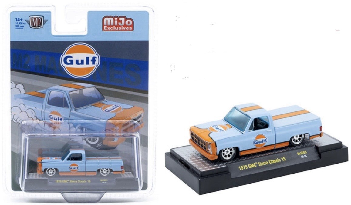 M2 MACHINES 1979 GMC SIERRA CLASSIC 15 CUSTOM SQUAREBODY GULF HOBBY EXCLUSIVE