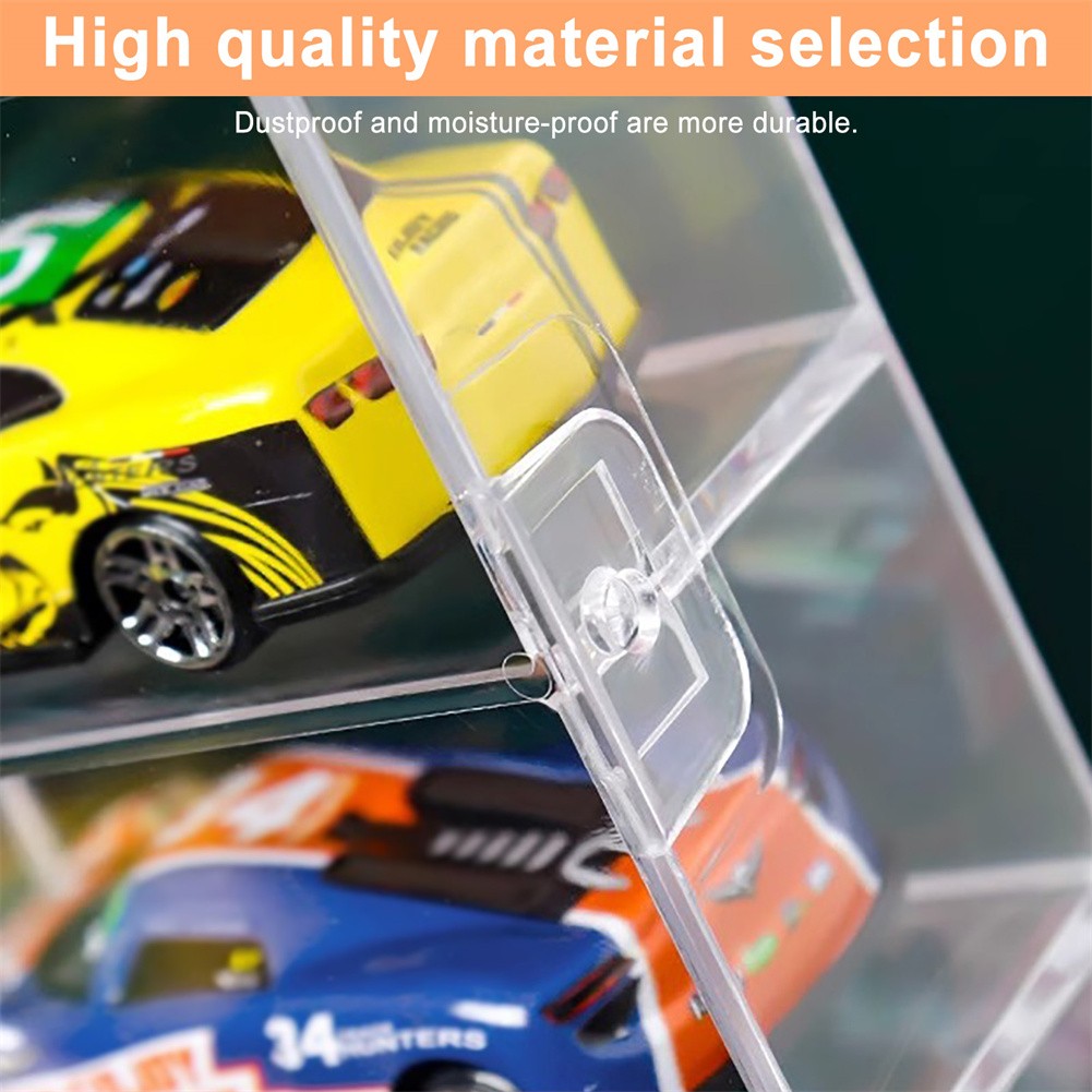 Clear Acrylic 1/64 Scale Toy Car Display Case Box With Dustproof Door for 8 Cars