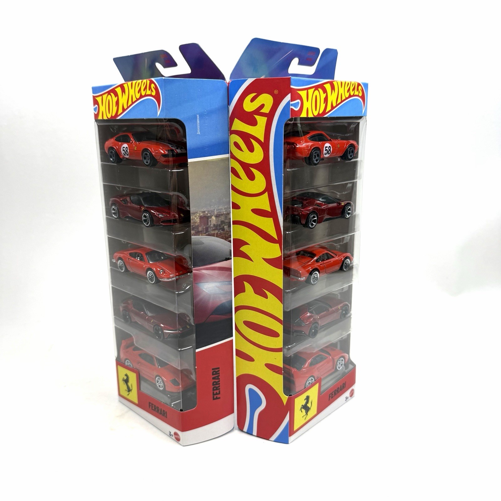 2026 2 Hot Wheels Ferrari 5-Pk New F40 SF90 12Cilindri 365 GTB4 Dino 206GT JLN12