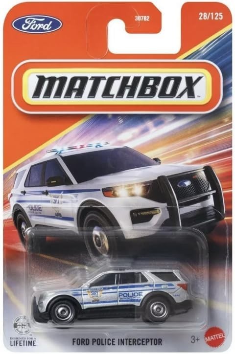 2026 Matchbox 2023 Ford Explorer Police Interceptor Silver 1/64 Scale Diecast
