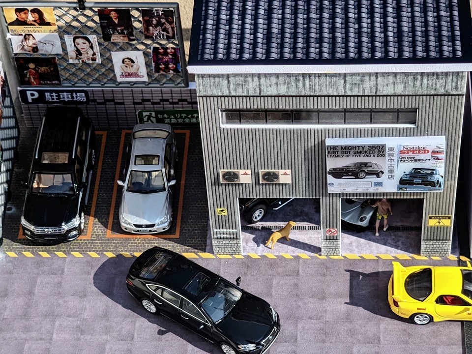Diorama 1/64 Die-Cast Car Garage Model LED Car Display Collection Scene Gifts US
