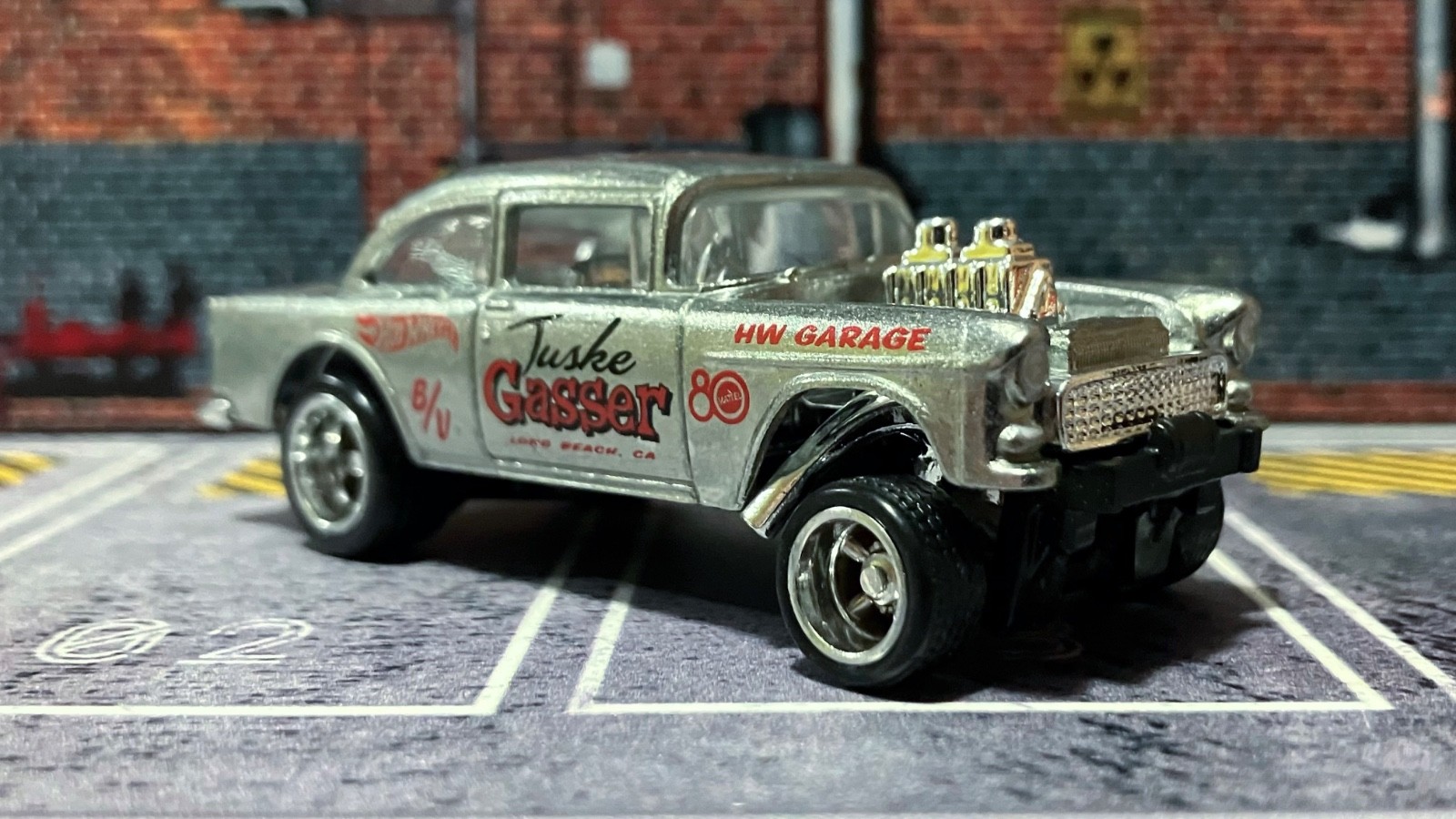 CUSTOM ’55 Chevy Bel Air Gasser • ZAMAC • Chrome Real Riders • Hot Wheels • VHTF