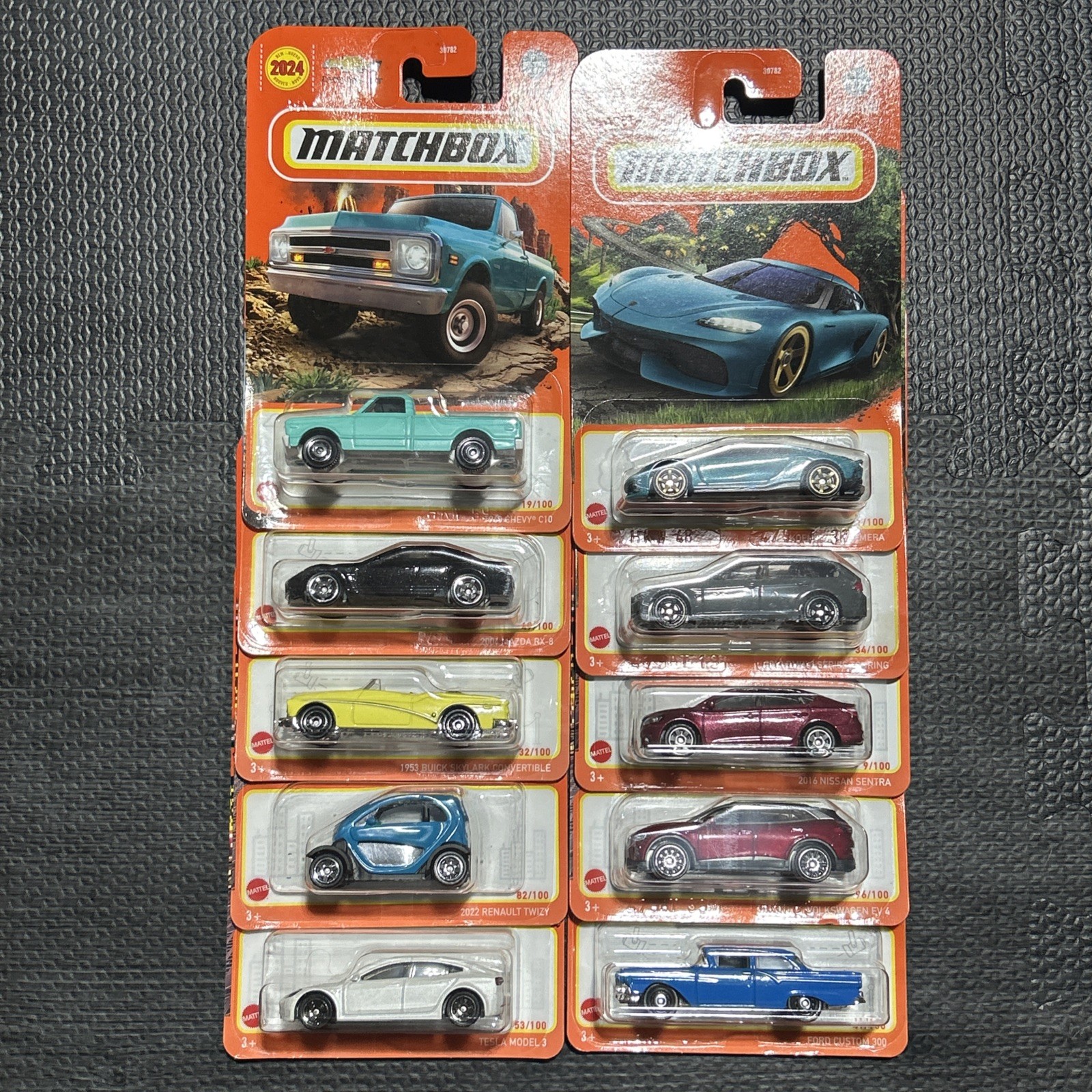 Matchbox Lot Of 10 Basic Mainlines- Chevy, BMW, Ford, Volkswagen, Nissan, Mazda