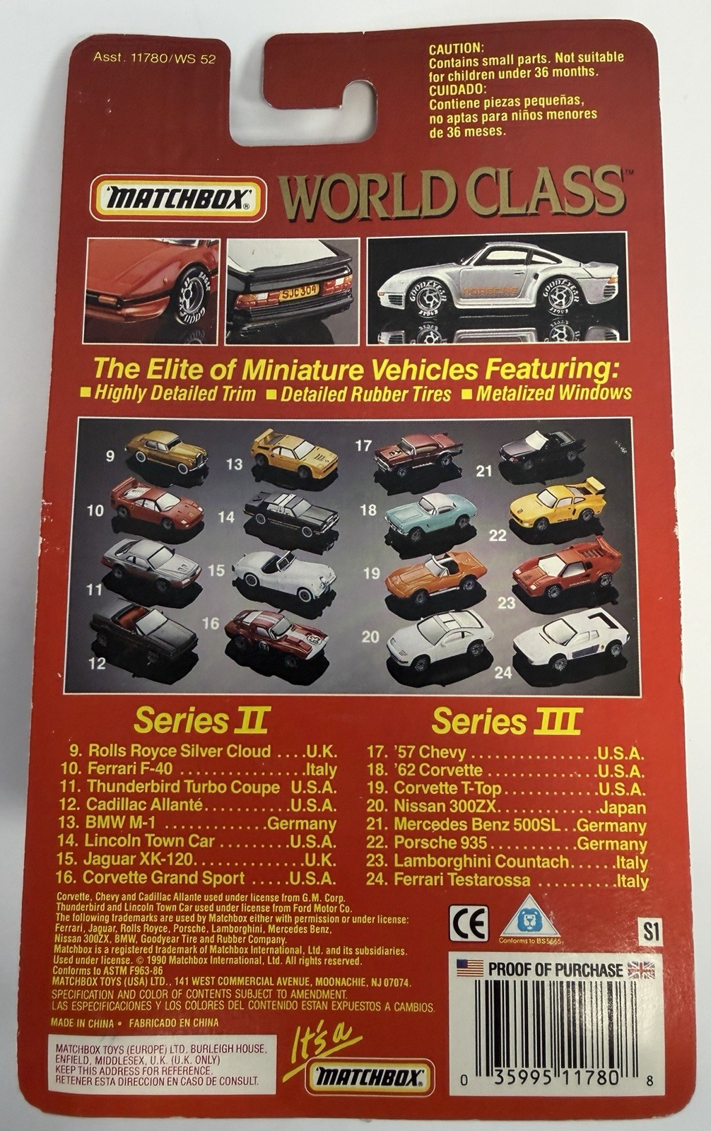 Matchbox World Class Collectors’ Limited Edition Porsche 935 Yellow #22 Vintage