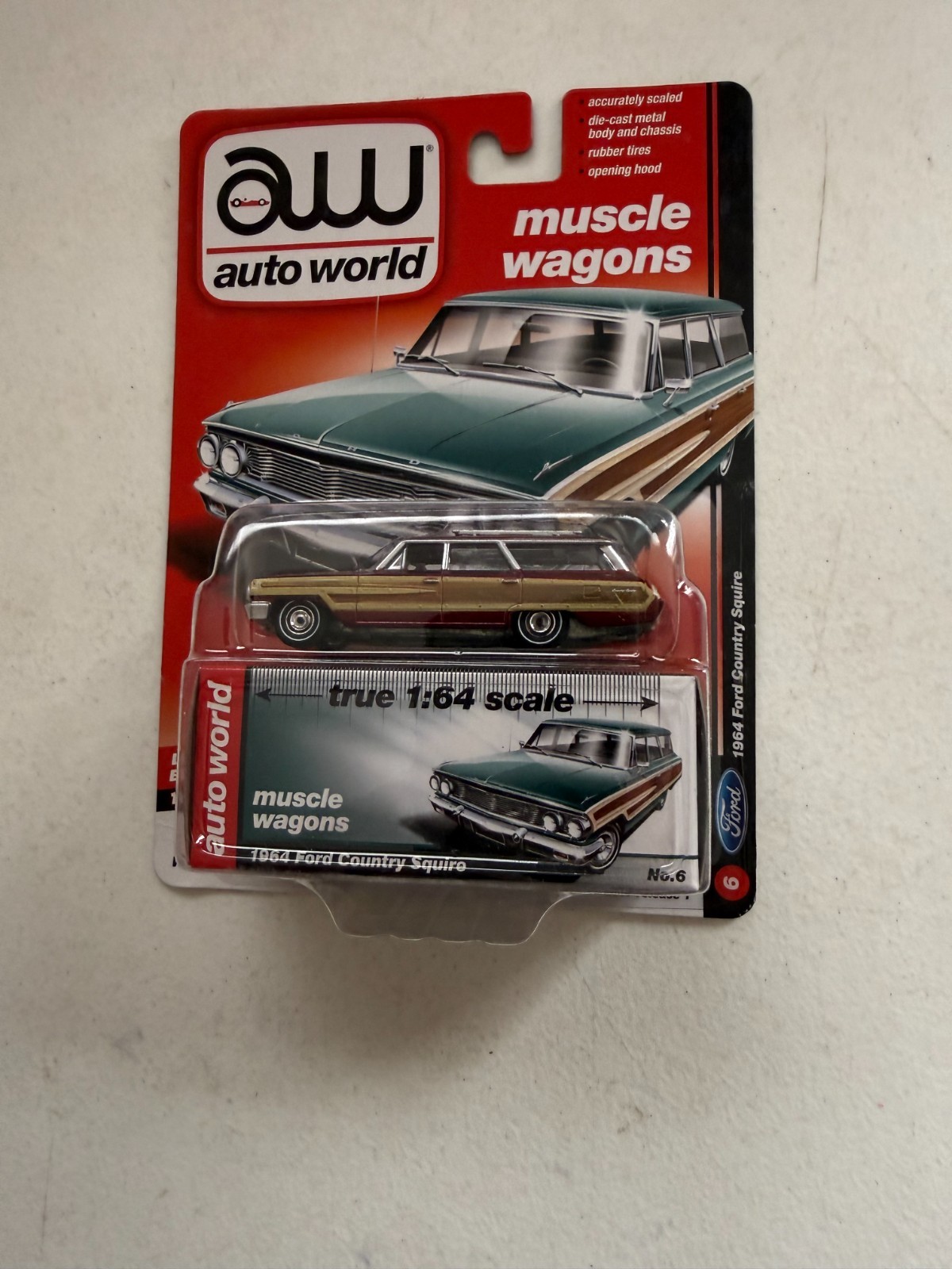 Auto World Muscle Wagons 1964 Ford Country Squire Ultra Red Chase BV9