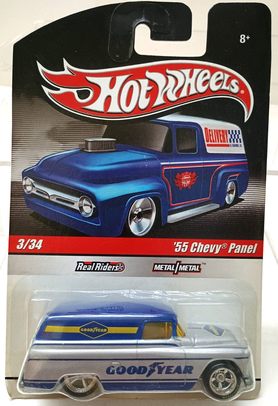 2009 Hot Wheels ’55 Chevy Panel x 2 (blue with gray & gray with blue) NIP