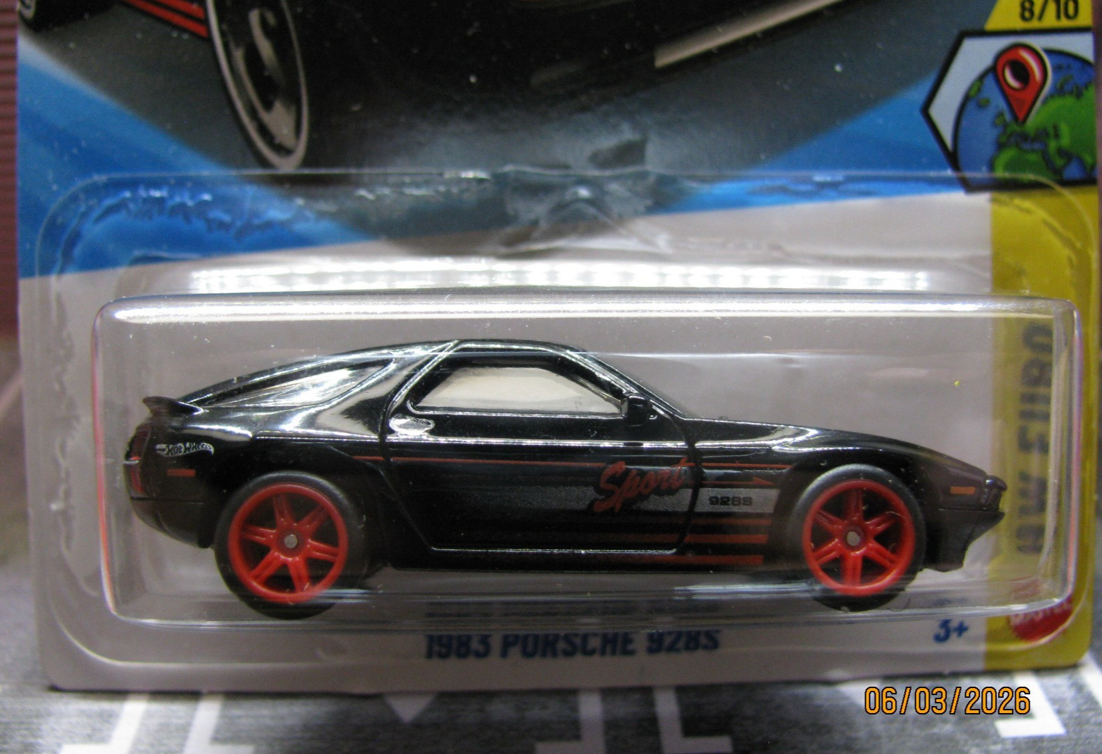 2026 Hot Wheels Black 1983 Porsche 928s HW Euro, w/Real Riders Wheel Swap