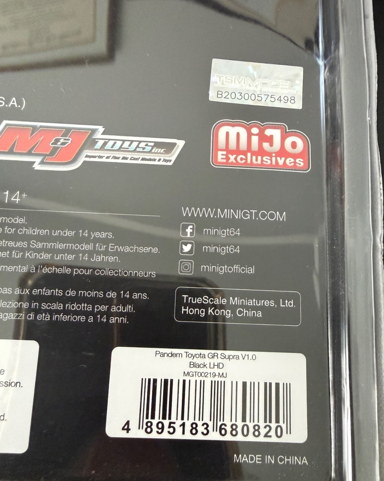 TSM Model Mini GT Mijo Exclusive 219 Pandem Toyota GR Supra V1.0 Black 1:64