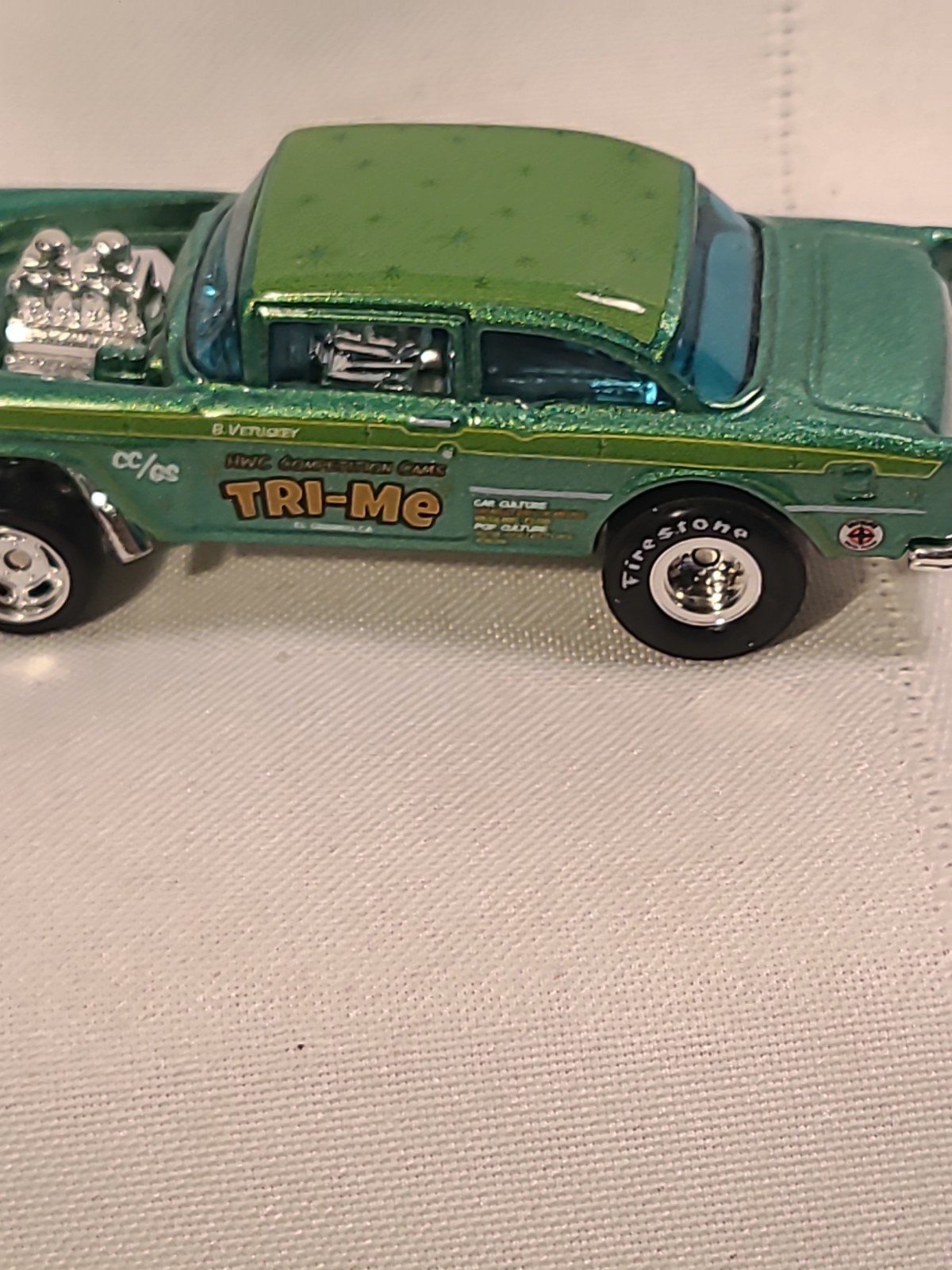 Hot Wheels Car Culture Dragstrip Demons ‘55 Bel Air Gasser Green Metal Base