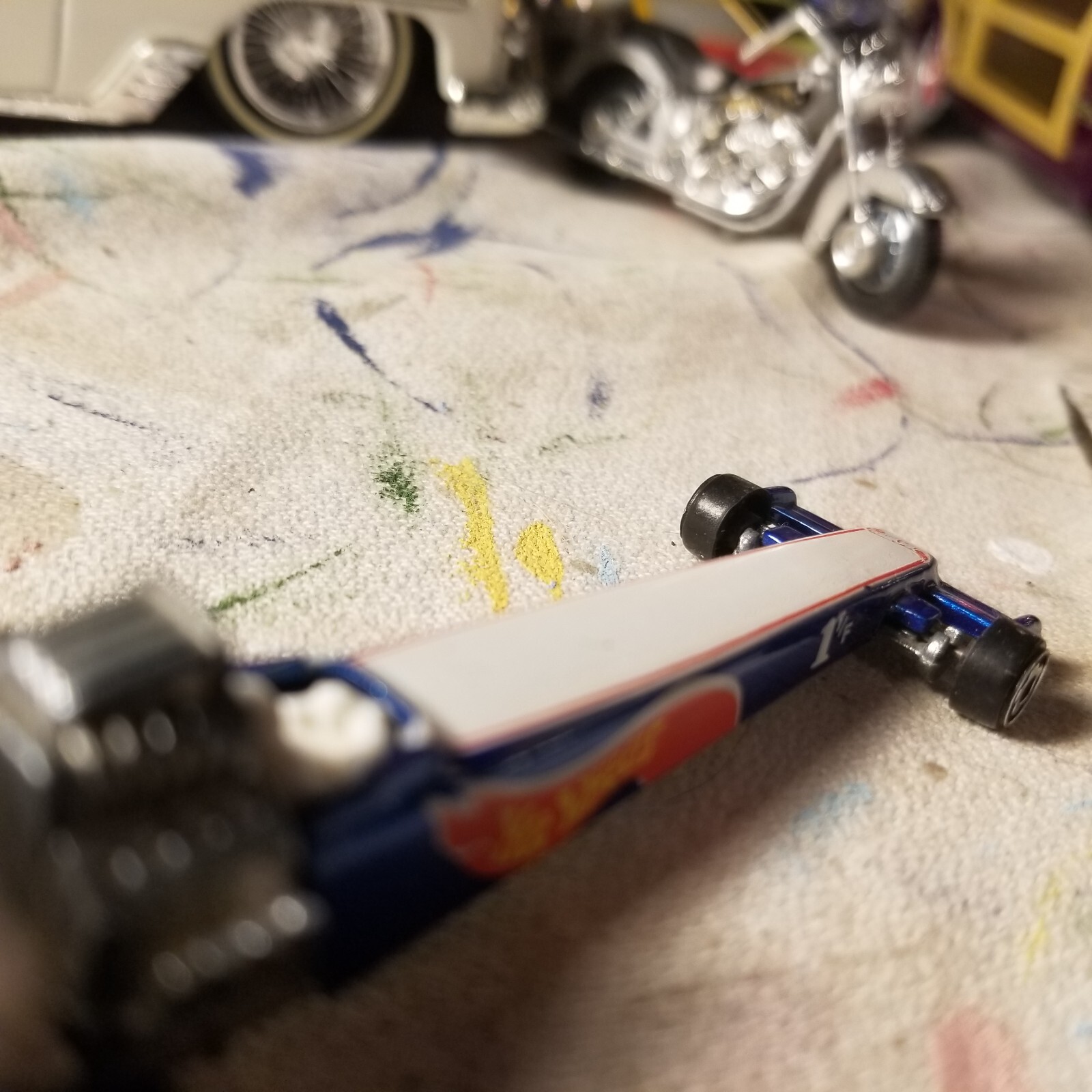 Hot Wheels Blue Race Team Dragster 1T/F w/5 Spoke Wheels Blue 1992 Malaysia