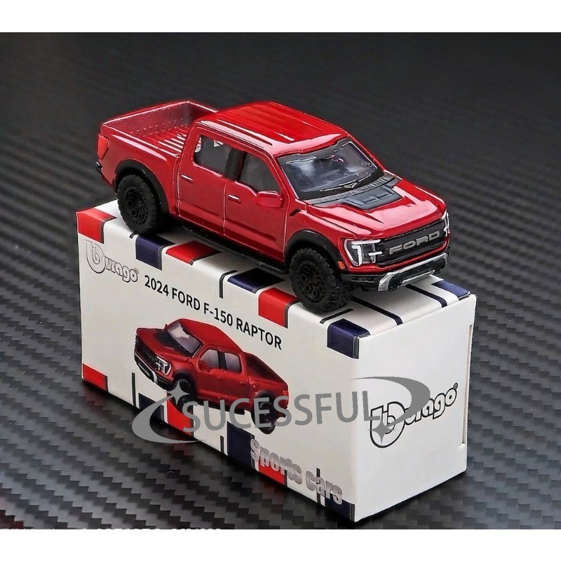 Bburago 1:64 Red 2024 Ford F-150 Raptor Pickup Truck Diecast Model