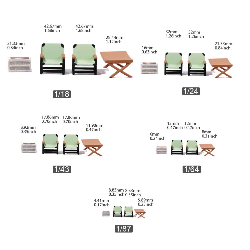 1/18 1/24 1/43 1/64 1/87 Miniature Barbecue Desk Chairs Scene Figure For Cars