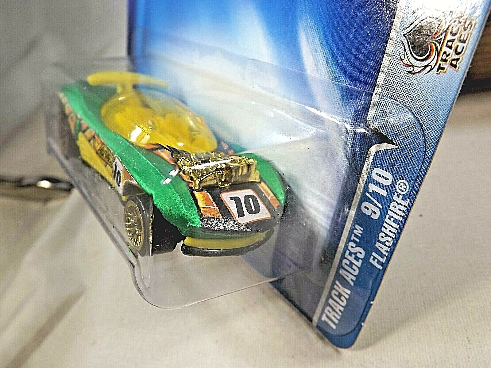 2003 Hot Wheels #185 Track Aces 9/10 FLASHFIRE Green w/Gold Lace Spoke Wheels