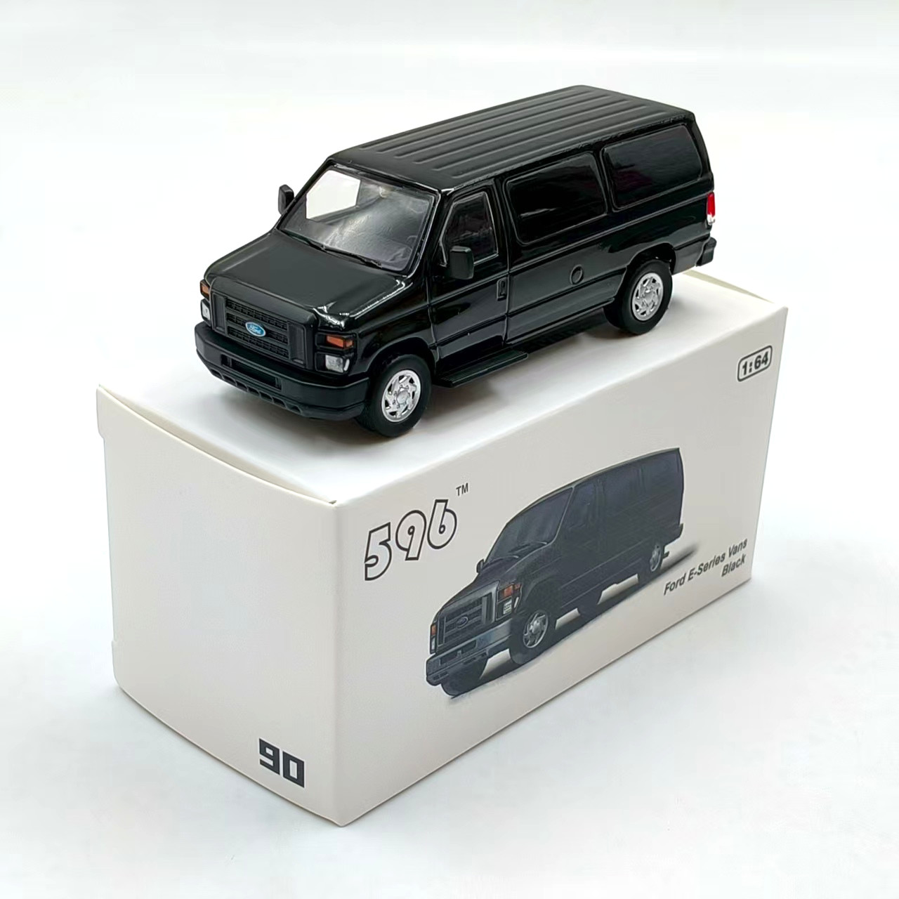 1:64 Ford E350 Van Black Unmarked Undercover Alloy Die-Cast Model Car